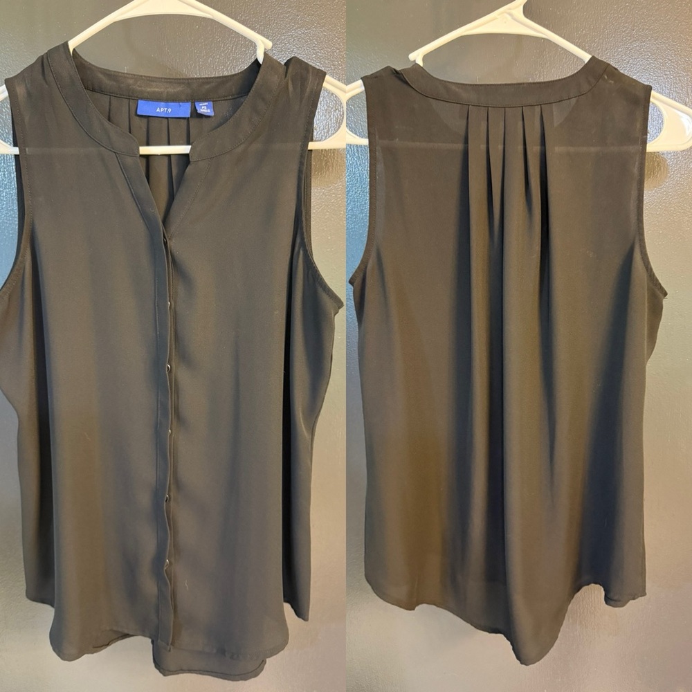 Apt. 9 Gray Sleeveless Pleated Blouse
